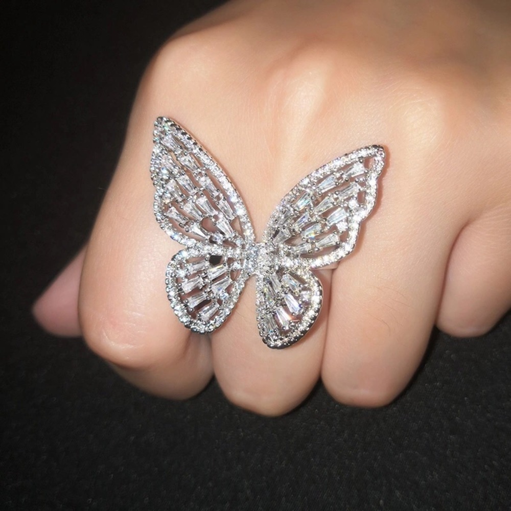 Butterfly Statement Ring With Cubic Zirconia - image 2